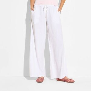 Women's Low-Rise Baggy Leg Linen Pull-On Pants - Wild Fable™ White